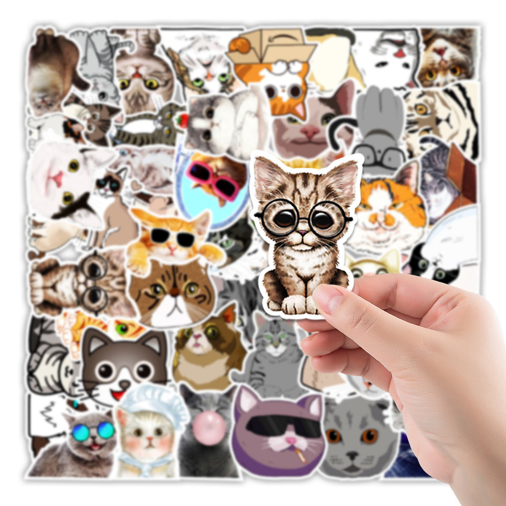 50PCS/SET Wholesale Cute kitten anime cartoon simons cat decal sticker wall adhesive decoration stickers