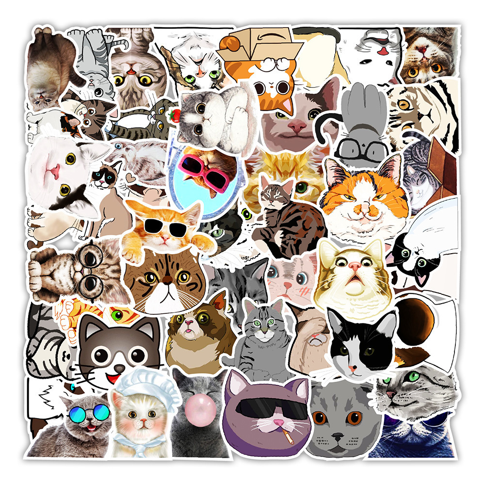 50PCS/SET Wholesale Cute kitten anime cartoon simons cat decal sticker wall adhesive decoration stickers