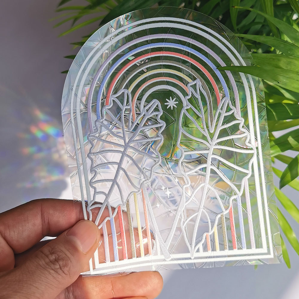 Manufacturer PVC Decoration Hologram Rainbow Maker Window Stickers Decal Custom Print Suncatcher Window Sticker