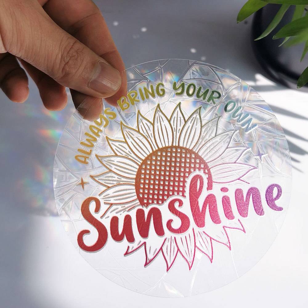 Wholesale PVC Decoration Hologram Rainbow Maker Suncatcher Film Sticker Window Decal Print Custom Window Suncatcher Sticker