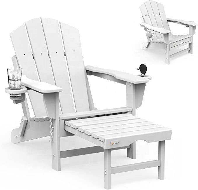 Treeents Folding Adirondack Chair Firepot Chair Adirondack Chair Weatherproof with 2 cup holders