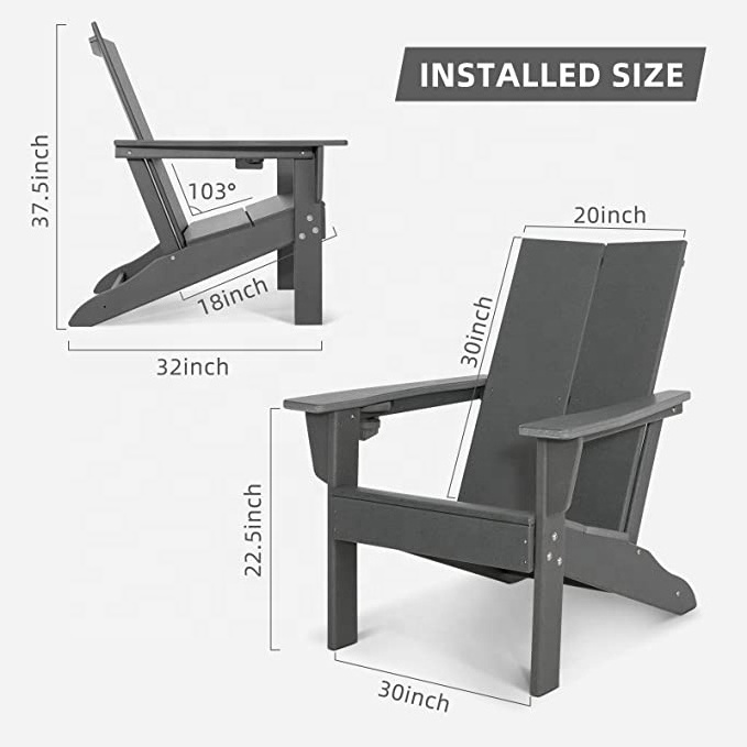 Treeents Adirondack Chair Double Plate Design HDPE Adirondack Chairs Outdoor Patio Lounge Chair for Garden Backyard Pool