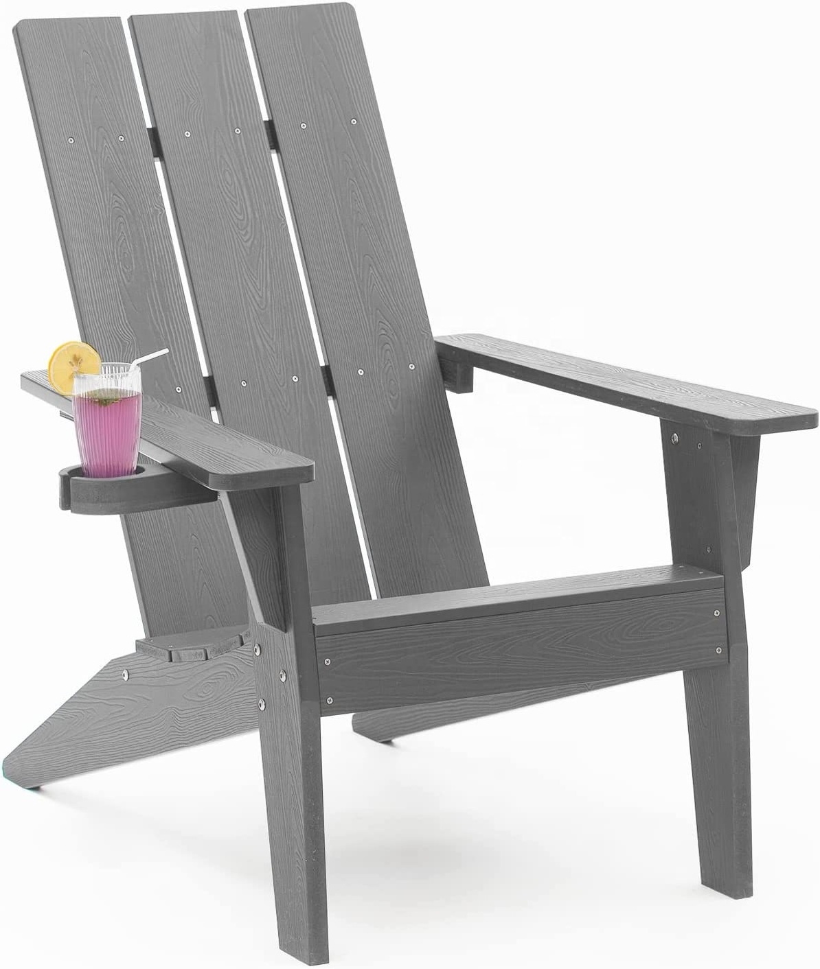 Modern Adirondack Chair Weather Resistant with Cup Holder Oversized Fire Pit Chairs Adorondic Plastic Outdoor Chairs for Firepit