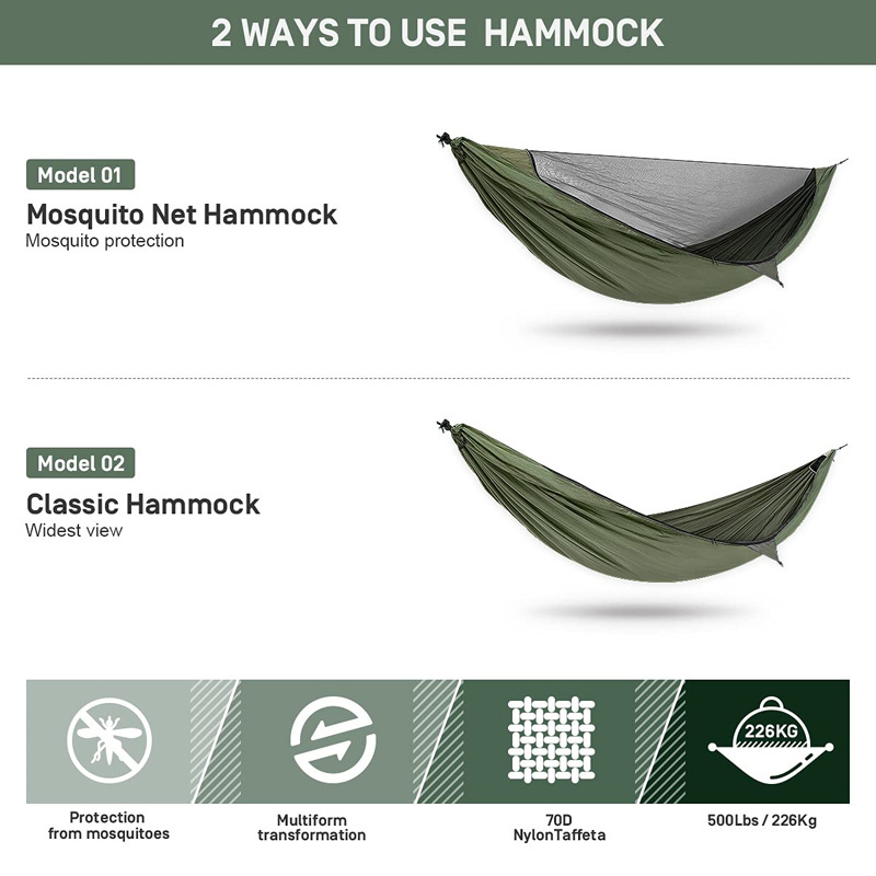 Portable Camping Hiking Travel Lightweight Folding Portable Hanging Hammock Tent Tree Hammock Tent Mosquito outdoor Hammock