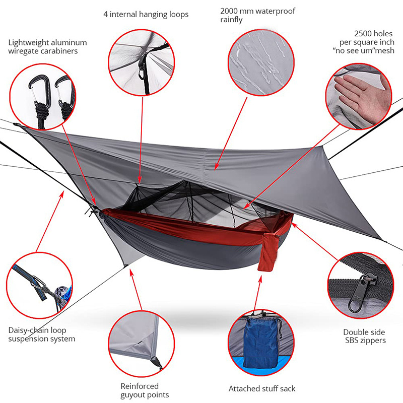 Hamaca Portatiles Hamaca Con Toldillo Ultralight Mosquito Net Hammock Tent Camping Sun Shelter Tarp Waterproof Tent Hammock