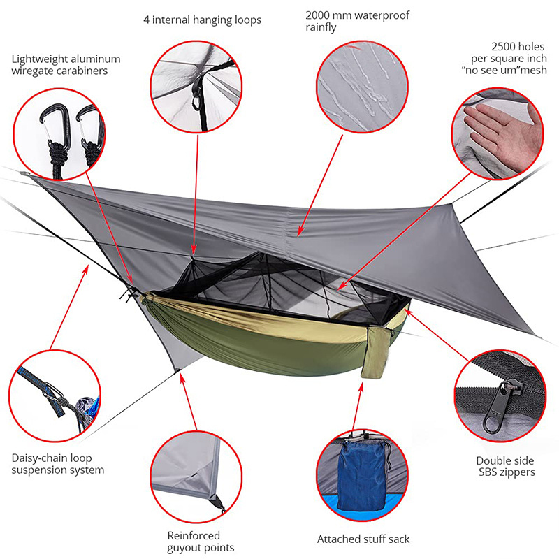 Waterproof Rain Fly Mosquitero Hammock Tarp Cover Easy Set Up Shelter Hammock Tent For Outdoor Camping