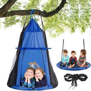 2 In 1 Kids Detachable Patio Swings Hanging Chair Outdoor Furniture Patio Swings Seat Swing Play House Tree Tent Hammock