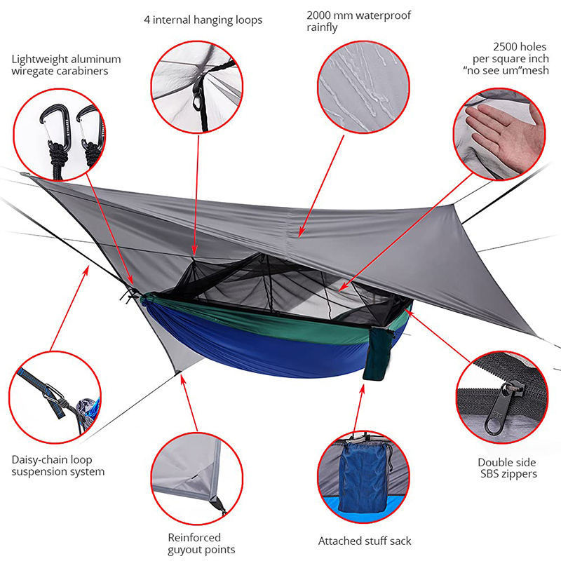 Hanging Tree Cover Canopy Hammock Nylon Mosquito Net Portable Lightweight Hiking Hammock