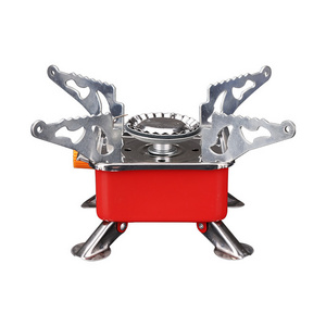 Stainless Steel Outdoor Hiking Portable Gas Stove Mini Lotus Shaped Windproof Mini Gas Stove High Power Gas Stove For Camping