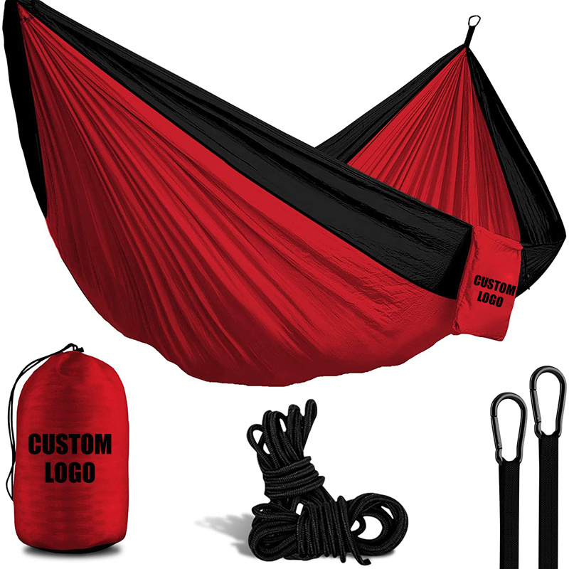 Wholesale Portable Waterproof custom hammock tent camping winter Double Nylon Hammock With Logo