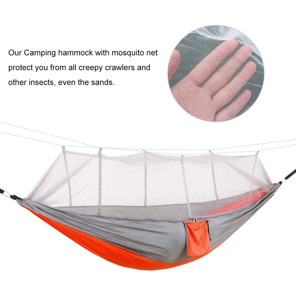 Hot sale windproof Hammock family bed sleep Outdoor Nylon Portable folding Anti-mosquito Hammock Camping Hammock tent