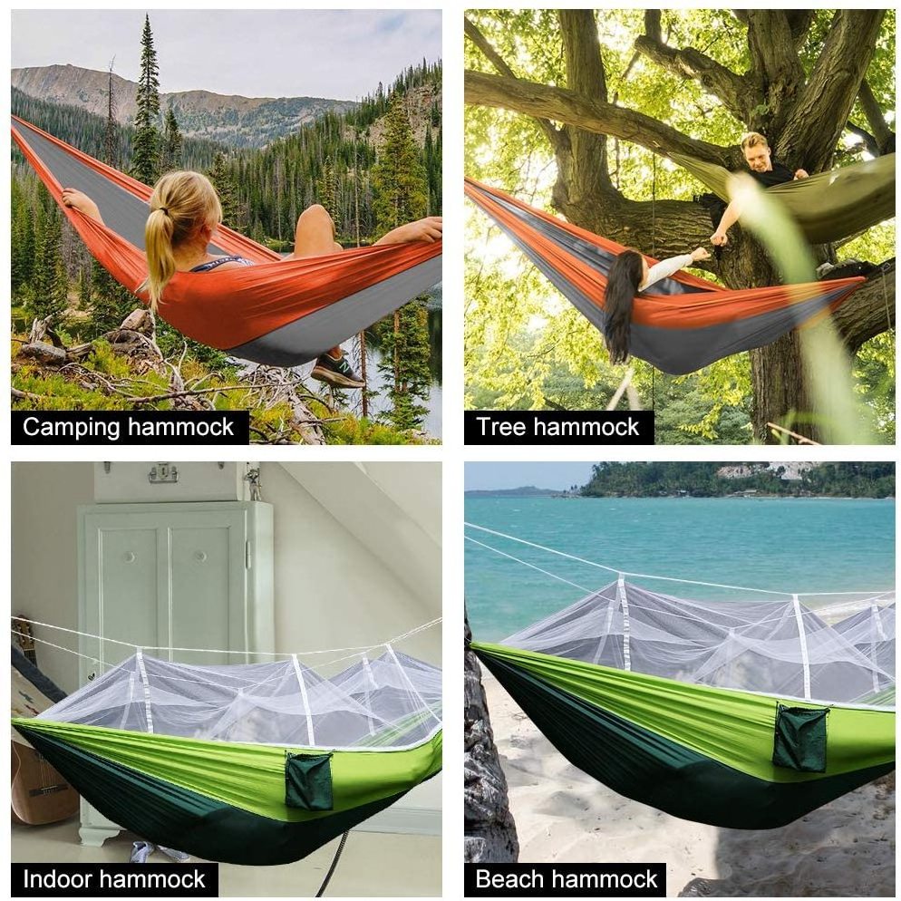 Hot sale windproof Hammock family bed sleep Outdoor Nylon Portable folding Anti-mosquito Hammock Camping Hammock tent