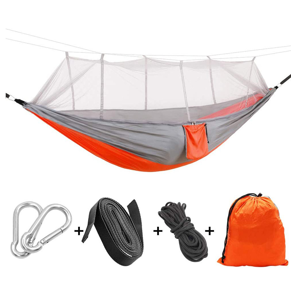 Hot sale windproof Hammock family bed sleep Outdoor Nylon Portable folding Anti-mosquito Hammock Camping Hammock tent