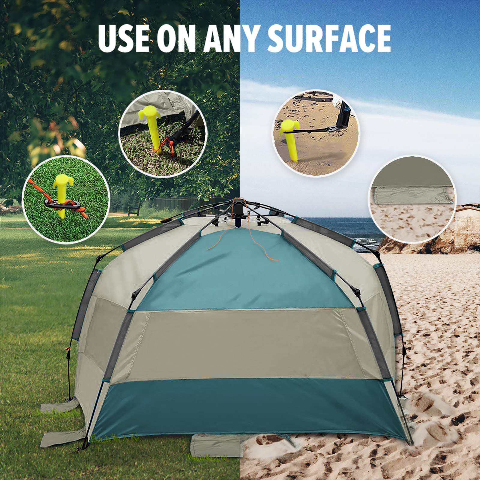 Portable camping outdoor beach shade tent canopy  large 4 season sun shelter Automatic Pop-up pop up bubble tent