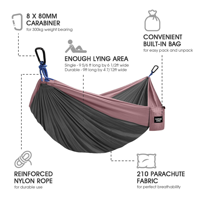 Outdoor double hammock hiking ultralight single double lightweight nylon rope hammock outdoor