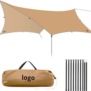 Rain Fly Tarp Camping Beach Sun Shade Shelter Hexagon Outdoor Sun Shelter Awning Folding Canopy