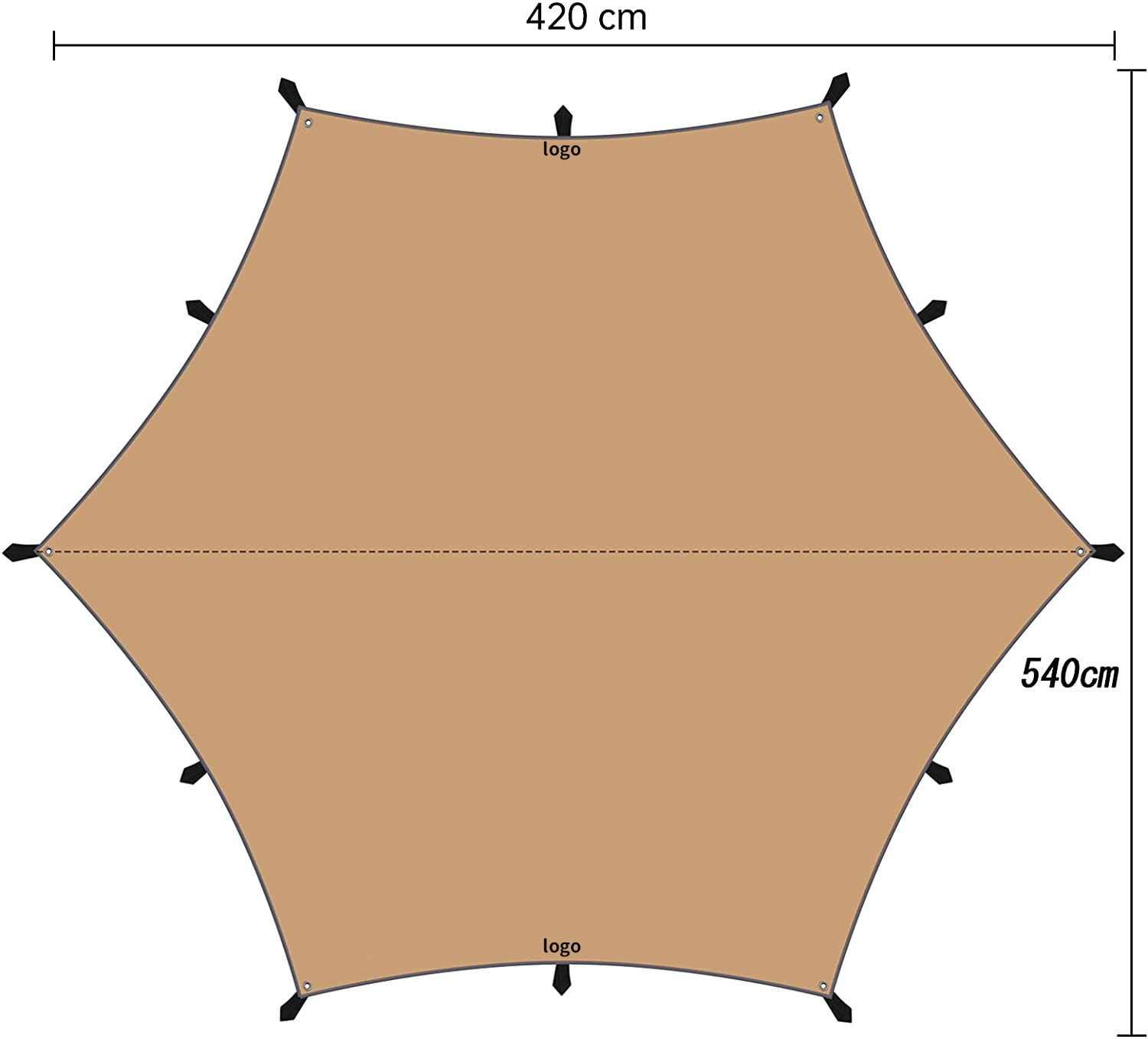 Rain Fly Tarp Camping Beach Sun Shade Shelter Hexagon Outdoor Sun Shelter Awning Folding Canopy