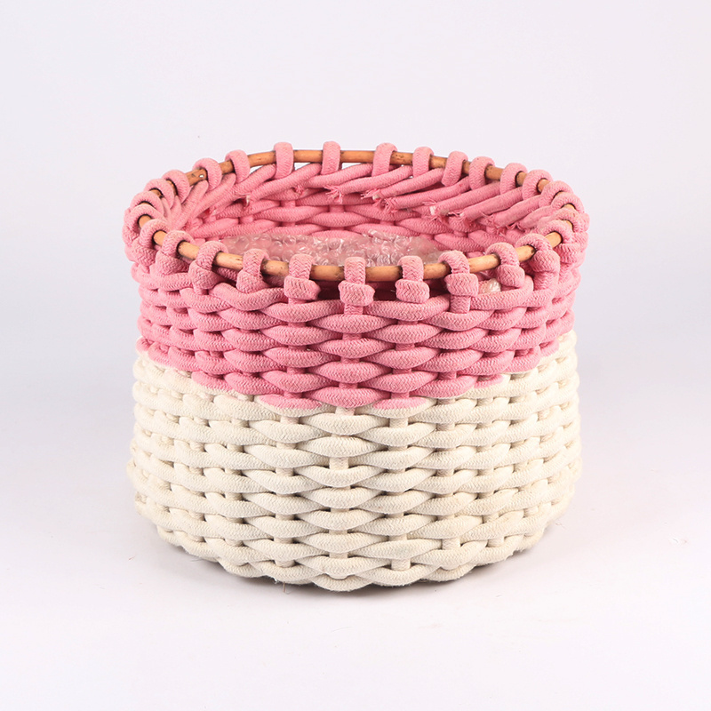 Woven Cotton Rope Storage Basket, Cube Changing Table Organizer for Closet Towels  En la Caja  Cesta de plantas