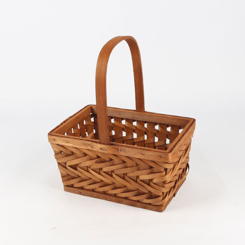 Woodchip Picnic Basket with Double Folding Handles Natural Hand Woven  Eggs Candy Basket for  Kids Toy Storage Basket,