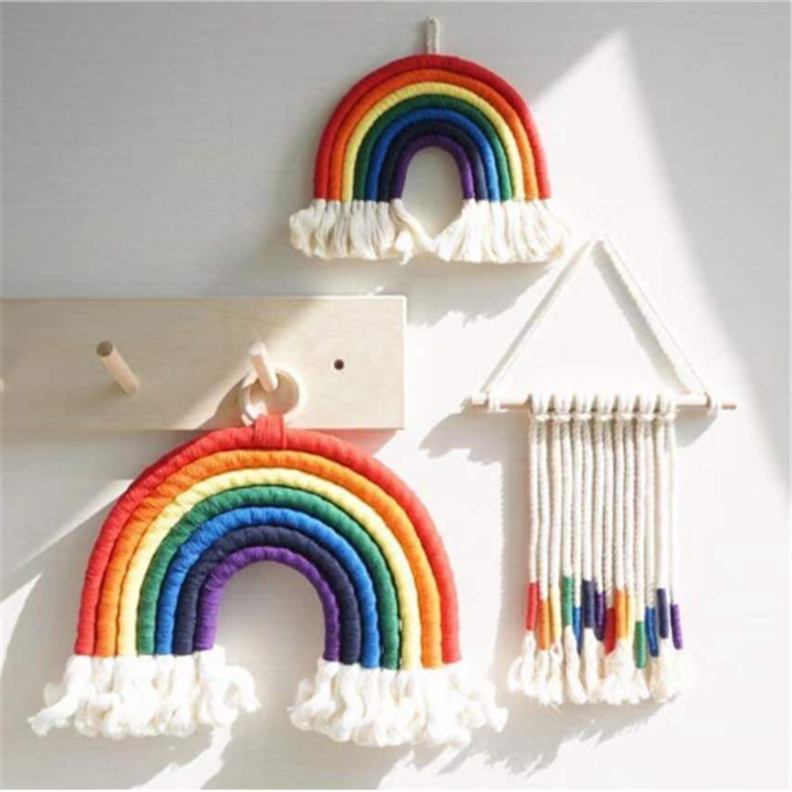 Rainbow Wall Hanging 5 Layers Rainbow Macrame Wall Hanging for Girls Bedroom Boho Home Decor