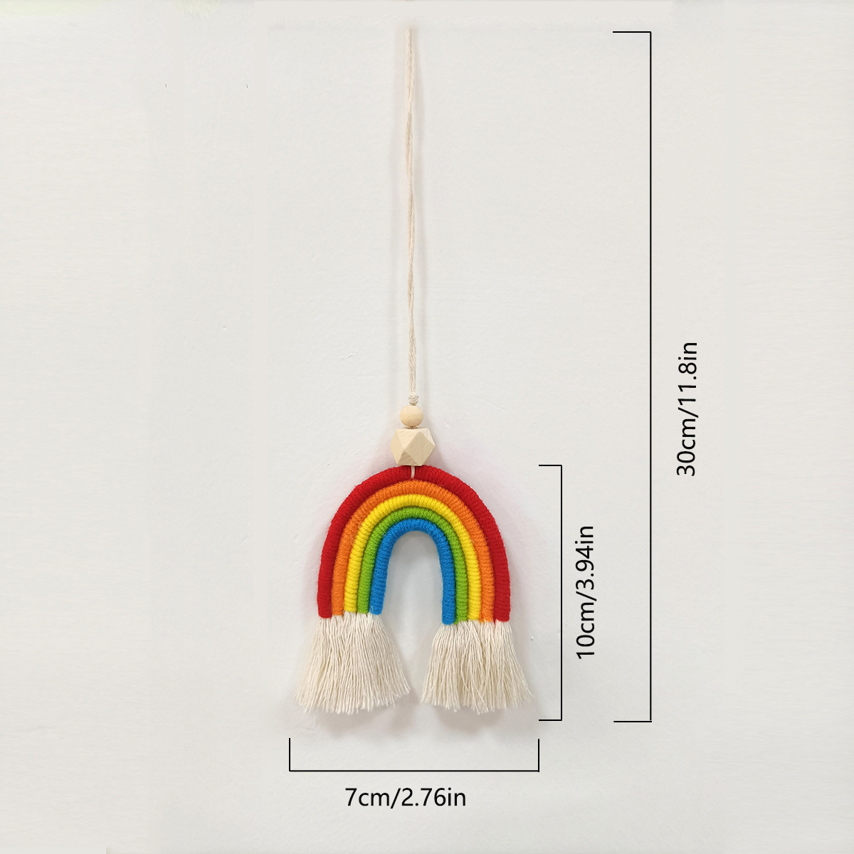 Handmade Cotton  Rope Wall Hanging Woven Rainbow with Tassels Wall Hanging Baby Room Home Decorations