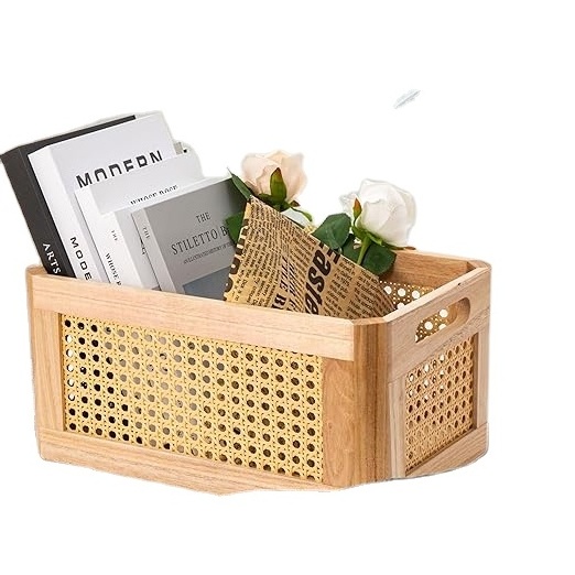 Natural Bamboo Wood Storage Box  Antique Box Basket, Kitchen Pantry, Cabinets or Counters Multipurpose Home Collection