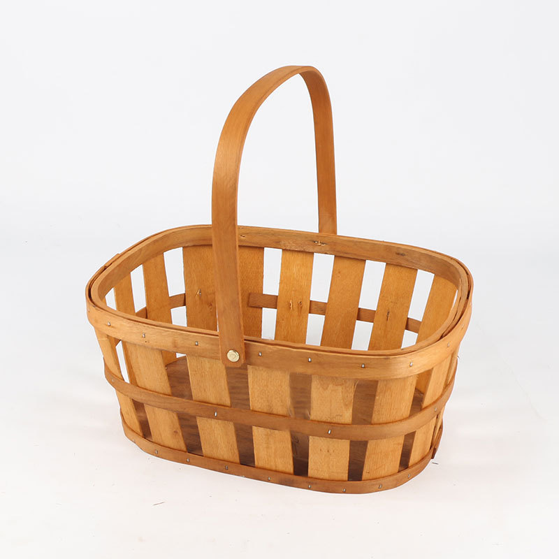 Woodchip Picnic Basket with Double Folding Handles Natural Hand Woven  Eggs Candy Basket for  Kids Toy Storage Basket,