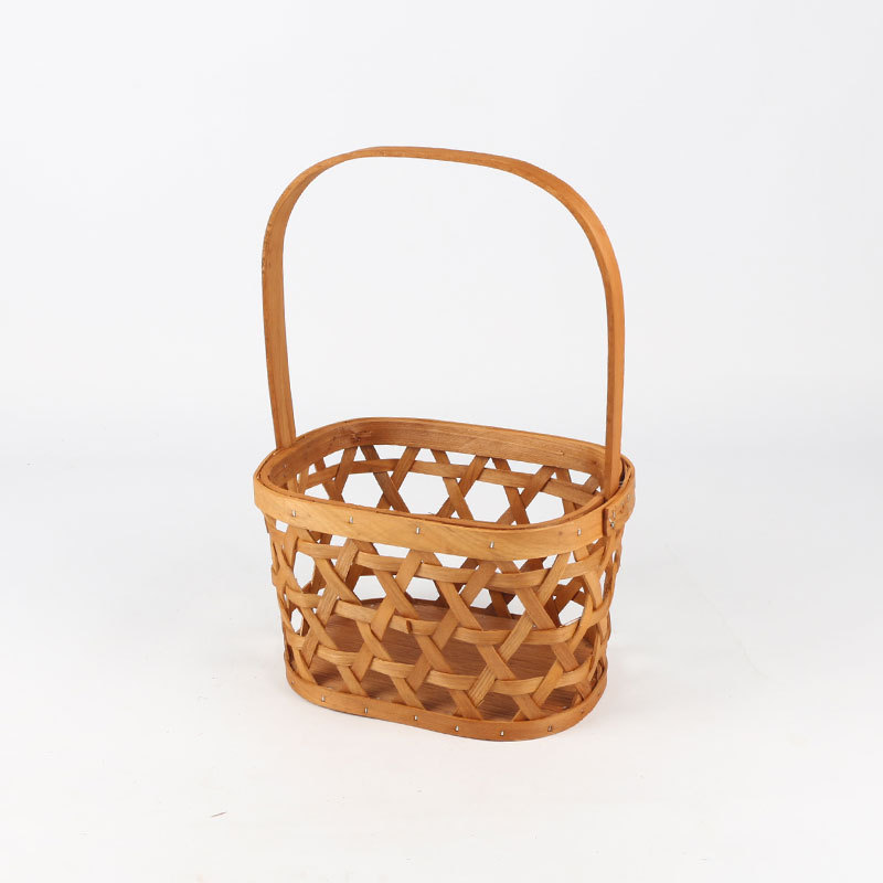 Woodchip Picnic Basket for 2 with Portable Wine Table, Woven Basket with Double Swing Handles