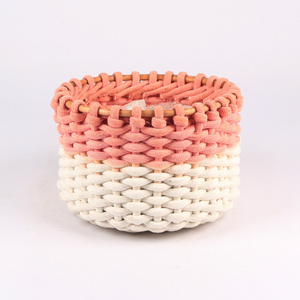 Woven Cotton Rope Storage Basket, Cube Changing Table Organizer for Closet Towels  En la Caja  Cesta de plantas