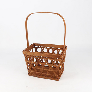 Woodchip Picnic Basket with Double Folding Handles Natural Hand Woven  Eggs Candy Basket for  Kids Toy Storage Basket,