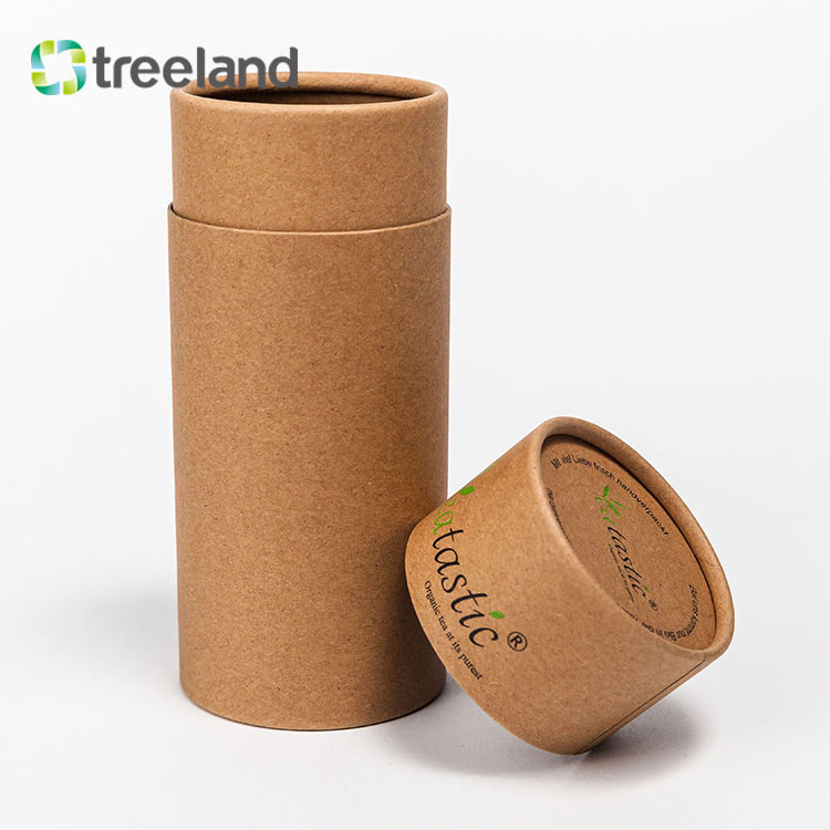 Biodegradable recycled kraft paper cylinder tea packaging boxes