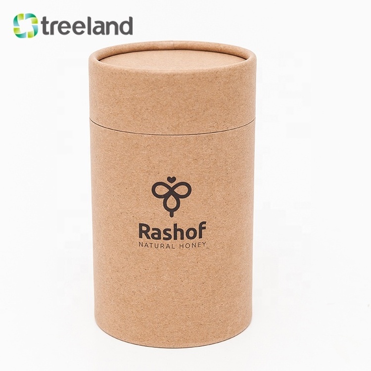 cardboard round paper tube packaging Natural Brown Kraft Paper Round Paper Boxes Cylinder Boxes for Honey