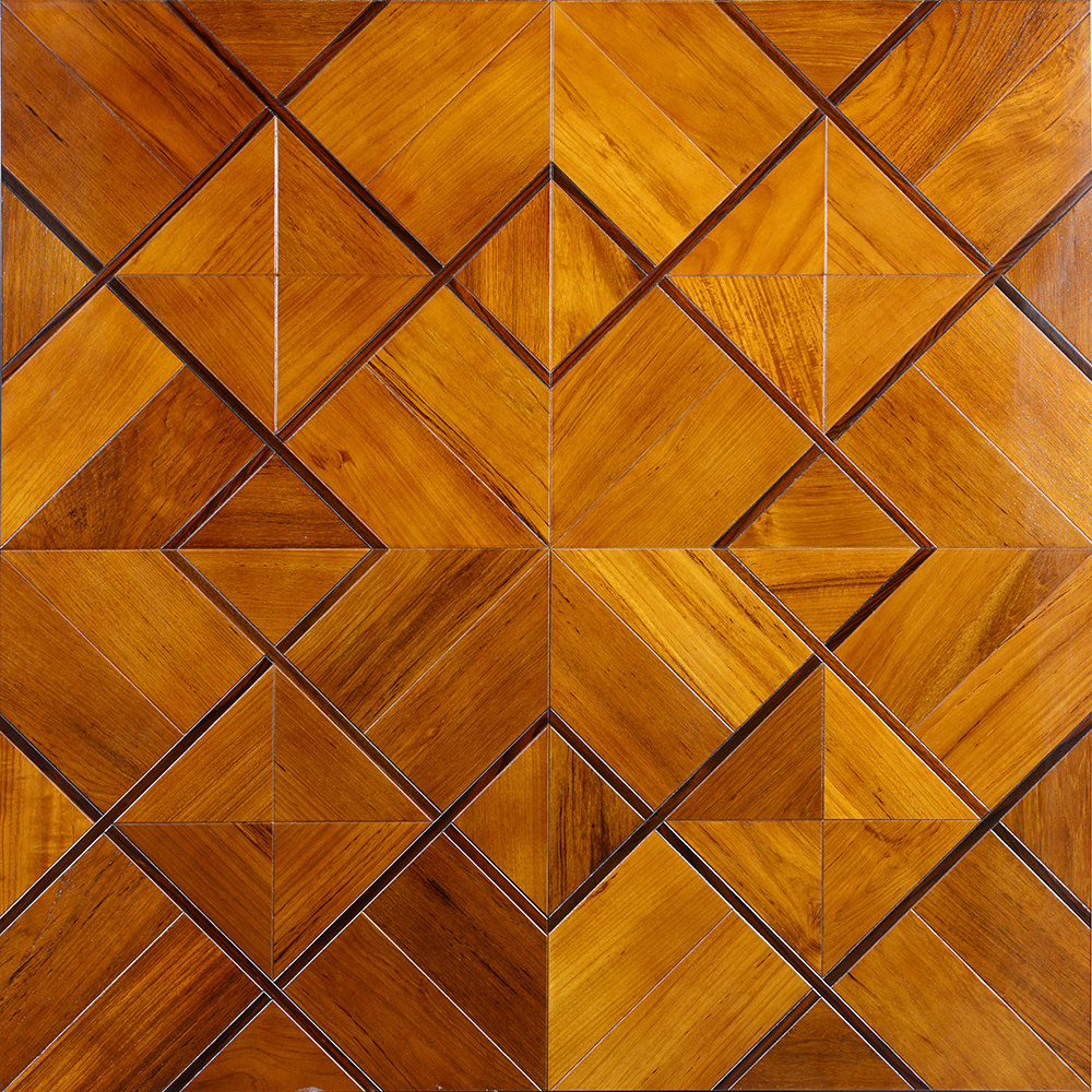 Burma Teak Wood Geometry Design Wood Flooring Patterned Design Wood Flooring Mosaic Parquet Flooring