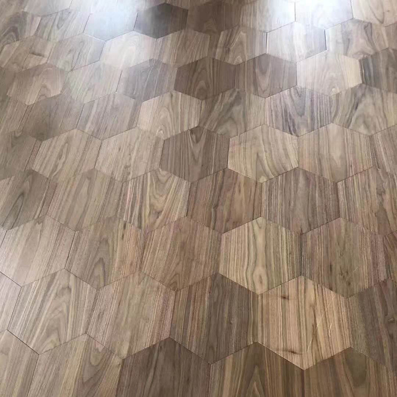 Stone Marble Steel Brass Inlay Hexagon Design Wood Flooring Patterned Parquet Wood Flooring Art Parquet Wood Flooring