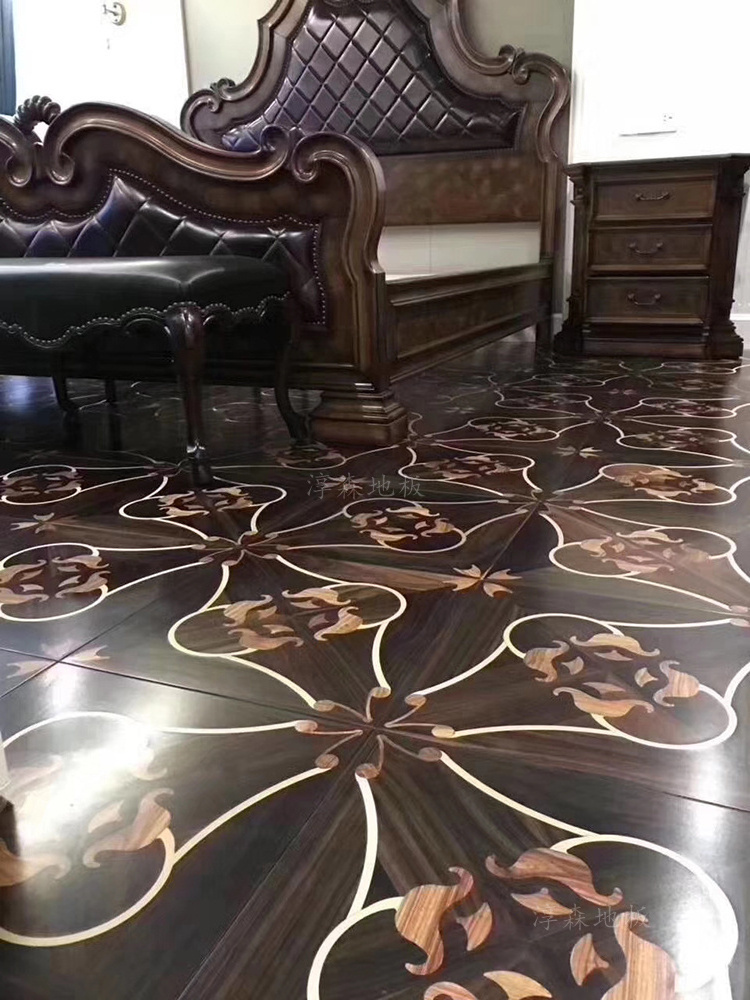 Metal Brass inlay Wood Art Parquet Wood Flooring Patterned Parquet Flooring