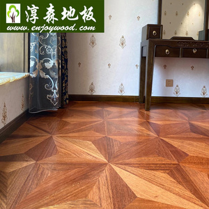 Geometry Diamond Design Merbau Wood Art Parquet  Wood Flooring Patterned Design Wood Flooring Mosaic Parquet Flooring