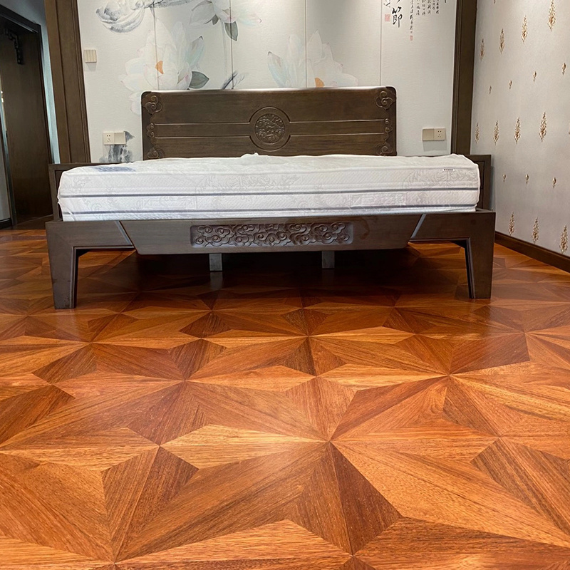 Geometry Diamond Design Merbau Wood Art Parquet  Wood Flooring Patterned Design Wood Flooring Mosaic Parquet Flooring