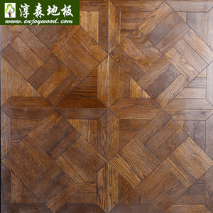 Chocolate Brown Color Geometry Design Wood Flooring Patterned Design Wood Flooring Mosaic Parquet Flooring