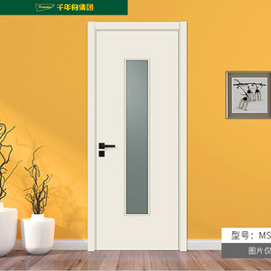 New Fashion White Color Melamine MDF Swing Open Style Simple Design Composite Interior Wood Bedroom Door Frame with Glass