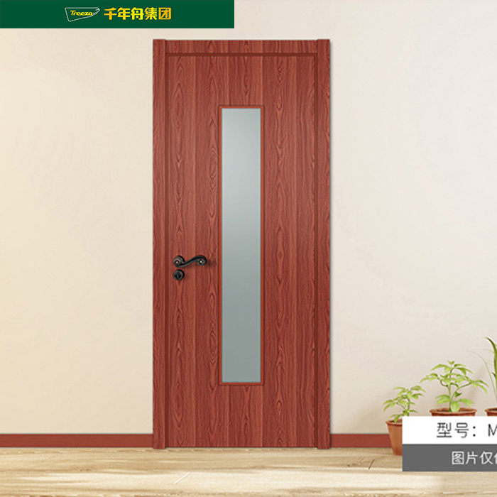 New Fashion White Color Melamine MDF Swing Open Style Simple Design Composite Interior Wood Bedroom Door Frame with Glass