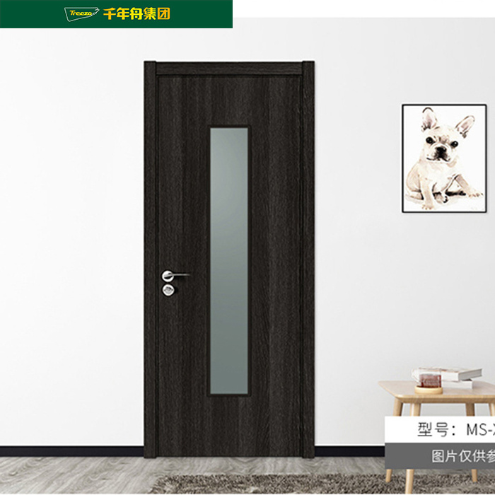 New Fashion White Color Melamine MDF Swing Open Style Simple Design Composite Interior Wood Bedroom Door Frame with Glass