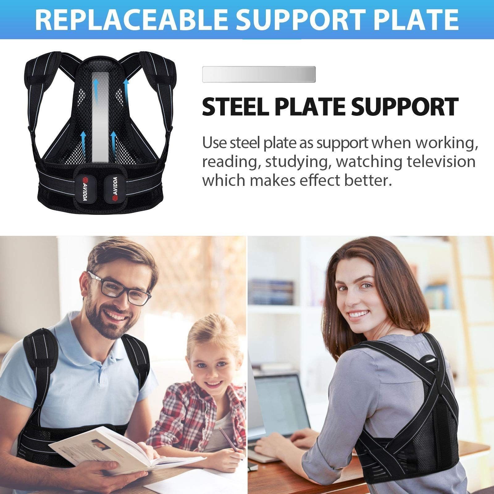 adjustable back brace improve posture and provides back support corrector trainer straightener