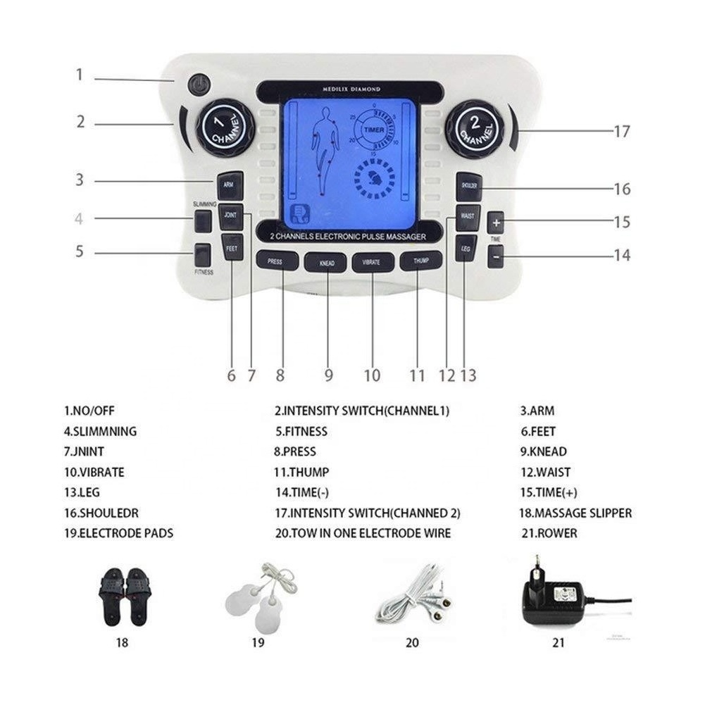 Hot Sales Portable Tens Acupuncture Smart Digital Therapy pain relief Machine Electronic Slimming Pulse Massager