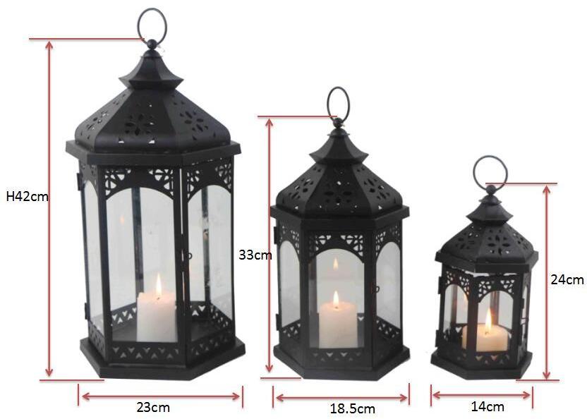 Reusable Black Large Moroccan Lantern Candle Holder