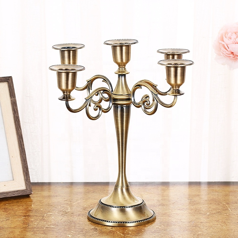 Wedding Church Holiday Decor Halloween 5 candles Taper Candle Holder Stand  floor weddings gold candelabra centerpiece