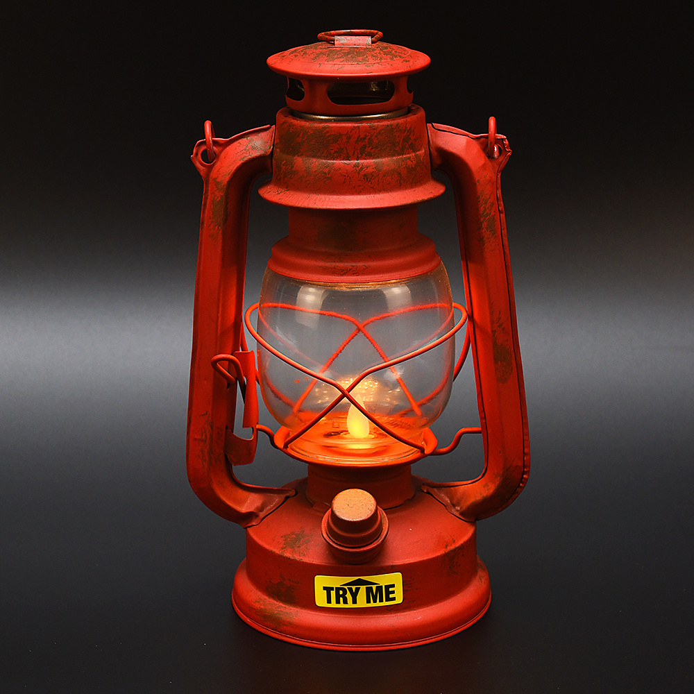 Wholesale battery powered Flickering Flame hurricane vintage led lantern Red Retro lantern Outdoor Hanging LED Lantern