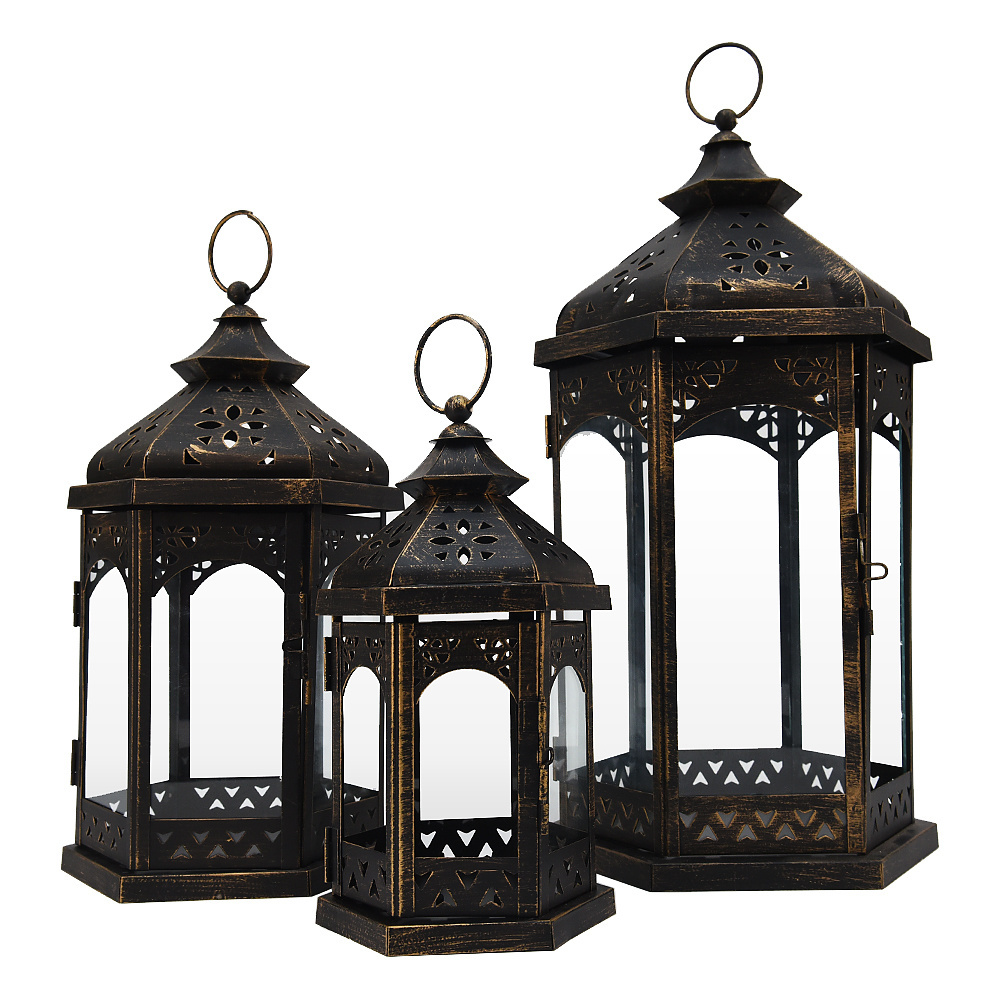 Reusable Black Large Moroccan Lantern Candle Holder