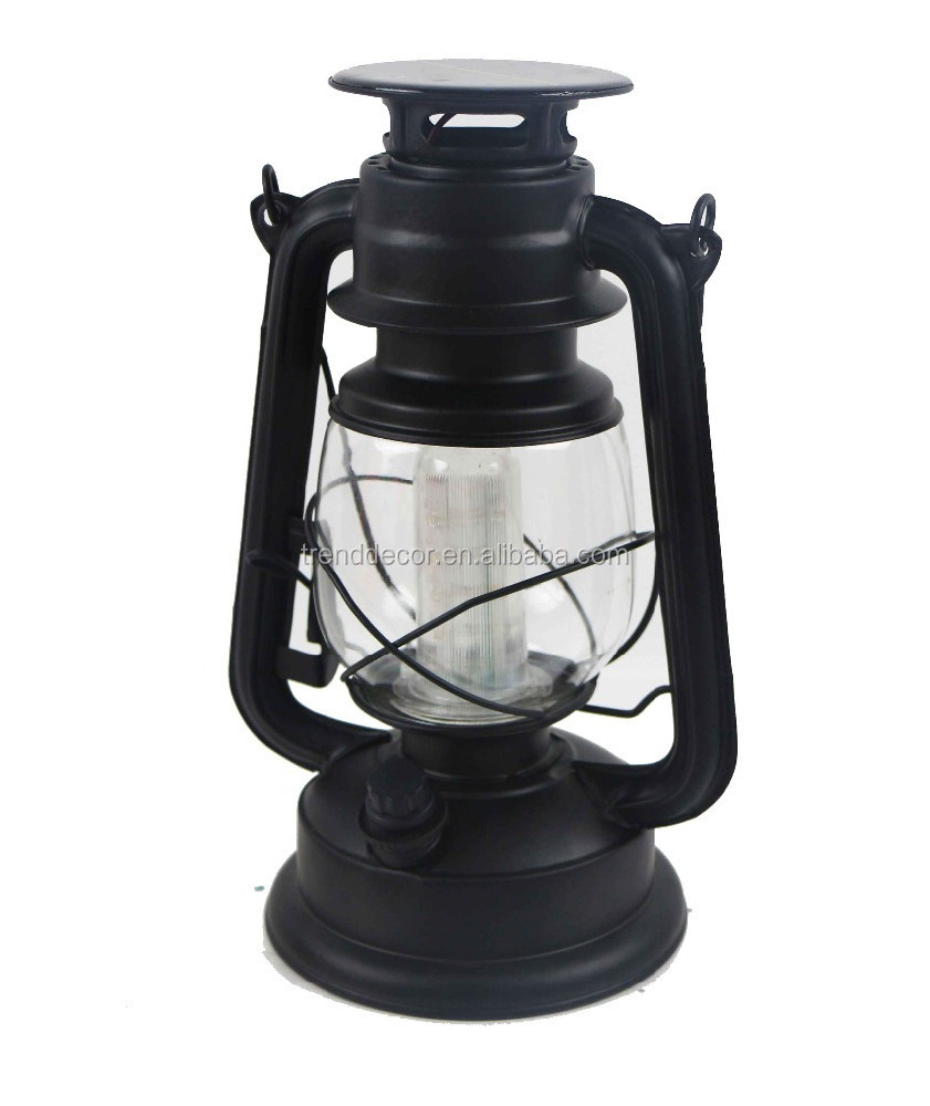 Cheap Antique Style Party Festival Camp Matt Black Decorative Hurricane Led Lamp Lantern