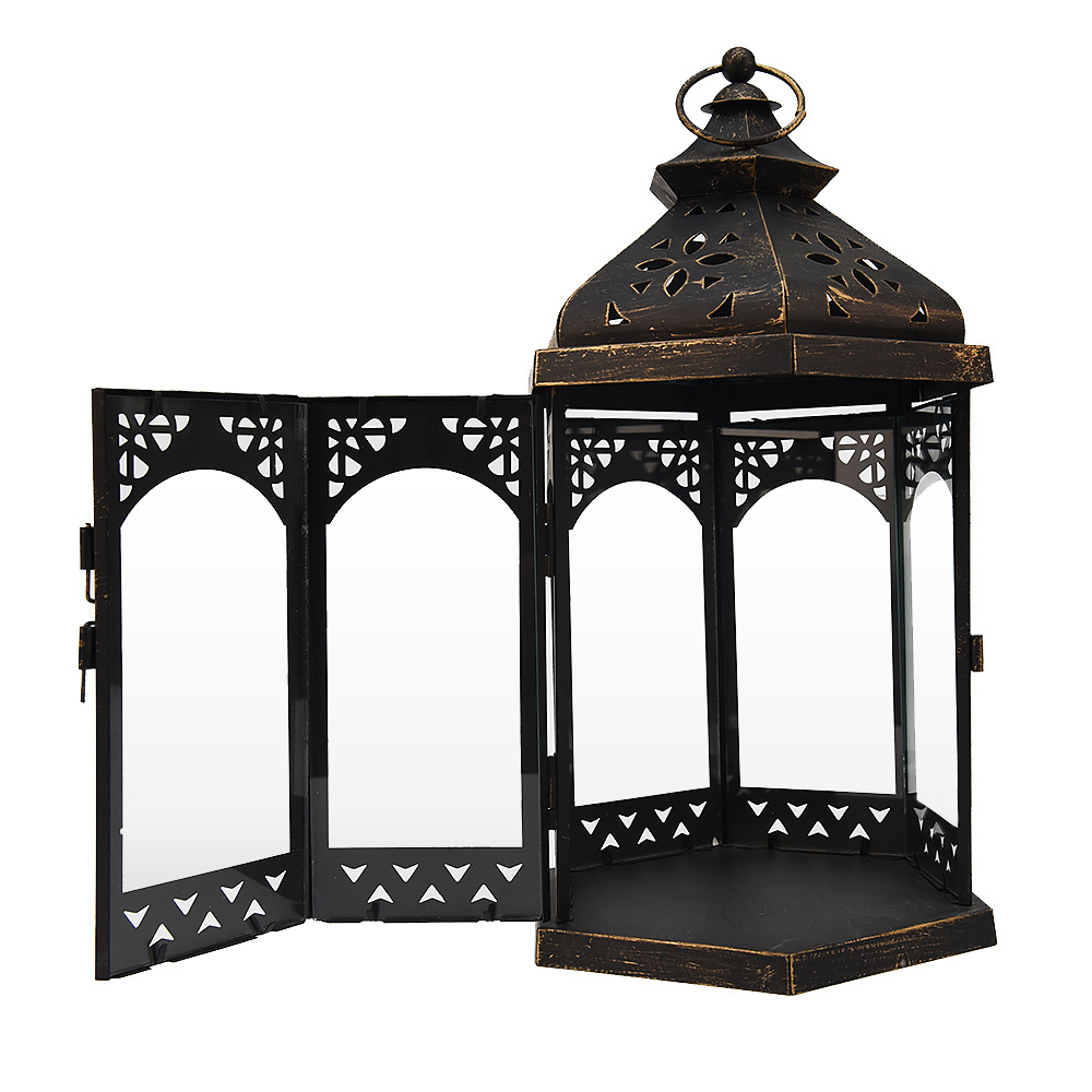 Reusable Black Large Moroccan Lantern Candle Holder