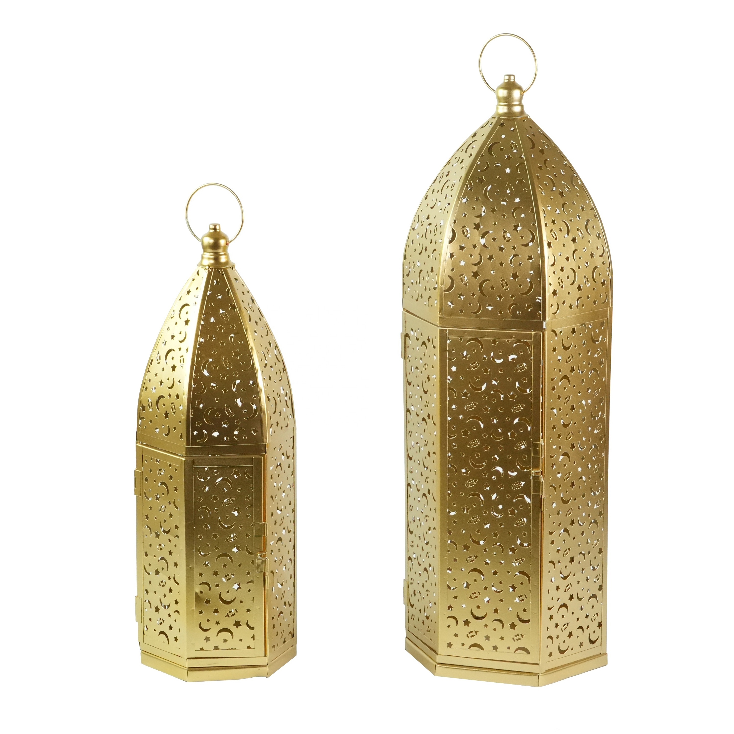 Foryoudecor Set of 2 Eid Ramadan Arabic Festival Metal Candleholders in Lantern Shape Other Candle Holders Lanterns & Jars